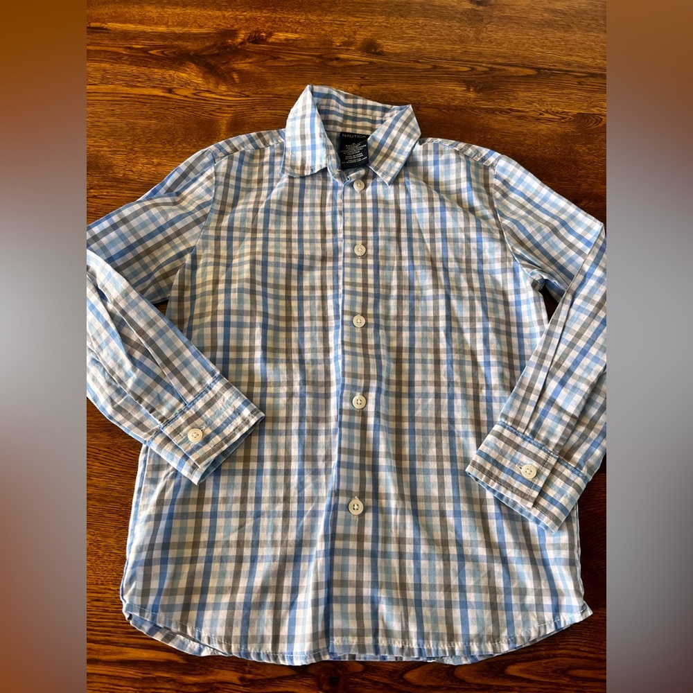 Nautica Boys Gingham Button Down Shirt Size 6